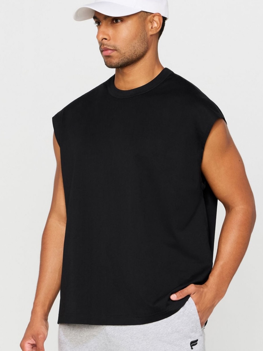 Fabletics Effortless Oversized Muscle Tank Black NWT Size M Cotton